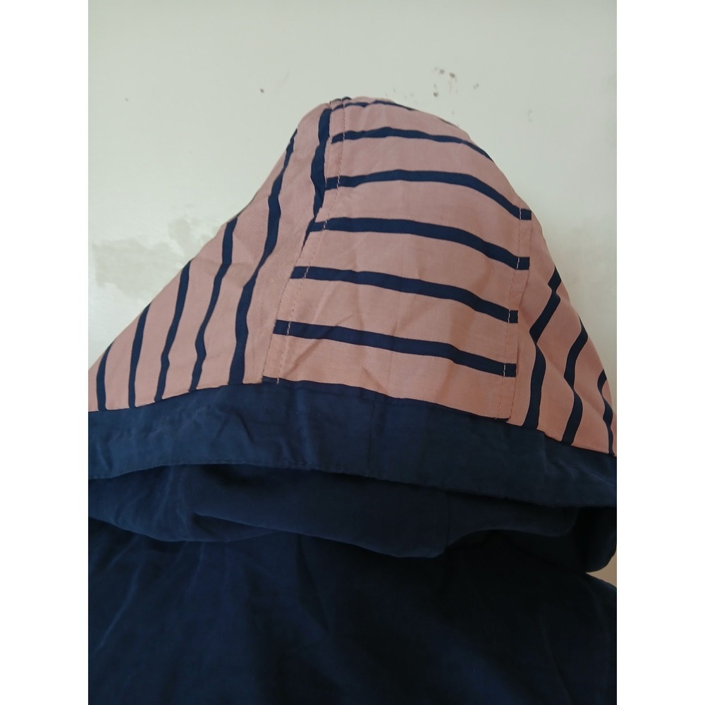 day to day blue pepper Navy Blue Hooded Anorak Jacket With Striped Lining Size S - Picture 4 of 5